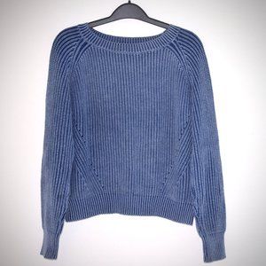 Philosophy Indigo Ribbed Sweater XS Cotton Blue Wash Long Sleeve Top Crew Neck